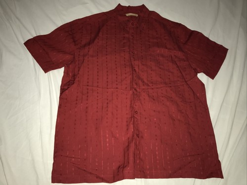 The Havanera Co Button Up Herren 65 % Polyester kurzärmelig rot Größe Large kubanisch