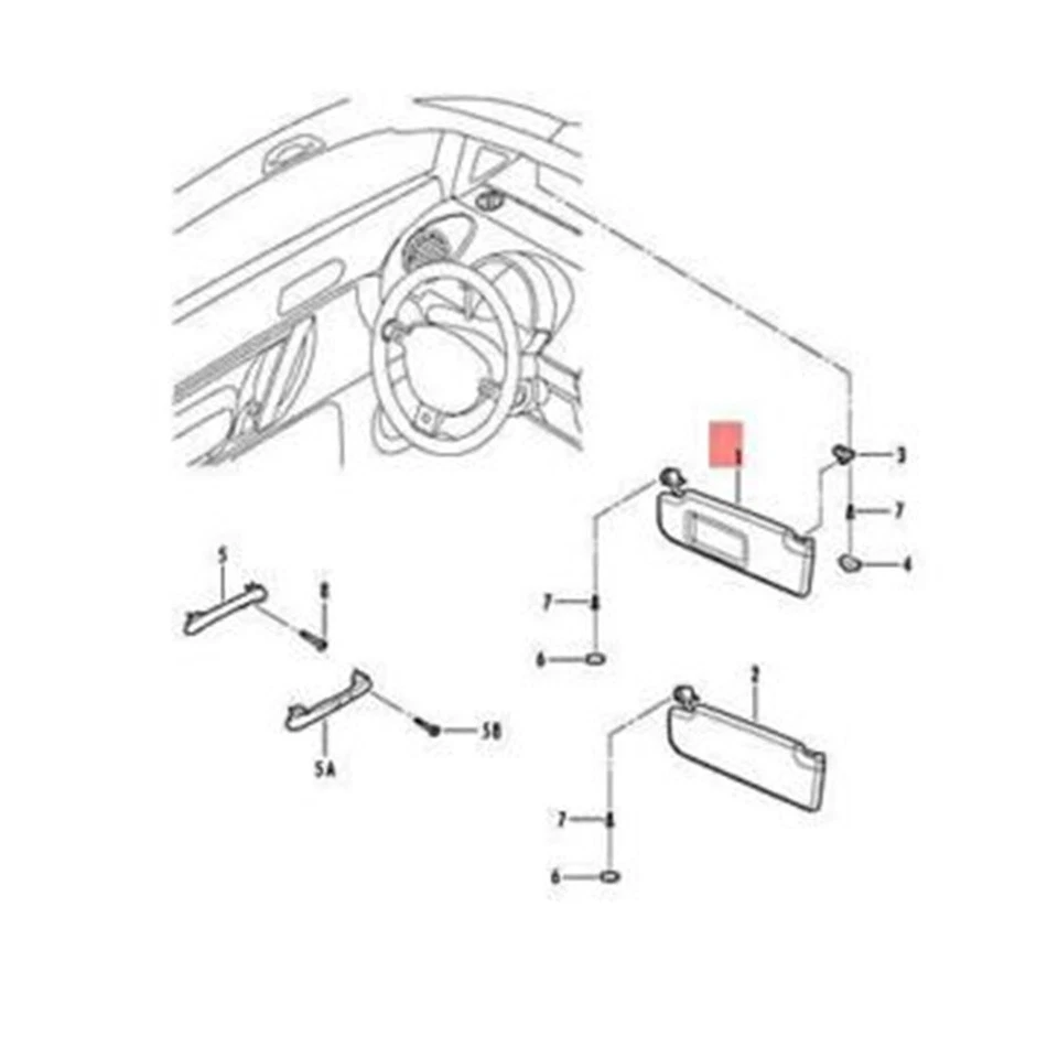 Viseira solar frontal esquerda do lado do motorista com espelho para VW Beetle Passat B5 1998-2005 - Imagem 4 de 4