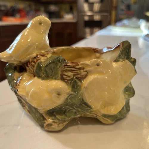 Vintage McCoy Bird Nest Planter Pottery Bird Figurine Planter USA