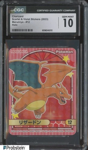 2023 Pokemon Scarlet Violet Sticker Marumiya #12 Charizard Holo CGC 10 GEM MINT