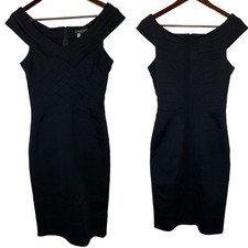 Tadashi Shoji Off the Shoulder Bandage Woven Black Dress size Small