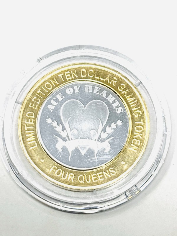 Four Queens Limited Ed Silver Strike $10 Gaming Token Ace Of Hearts #2