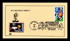 US COVER SYLVESTER & TWEETY CARTOON FIRST DAY ISSUE DOME PASTED ON CACHET