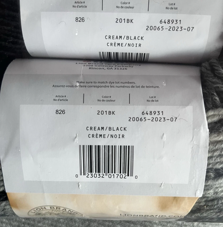 Lion Brand Scarfie Yarn Co Cream/Black 3 Pack Pkg NEW in bag - Image 3 of 4