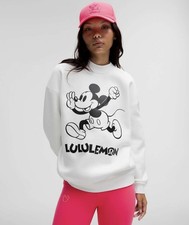 NWOT DISNEY X LULULEMON MICKEY Fleece Oversized Pullover White X-Small XS