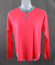 Jofit Women's Neon Orange Blue 1/4 Zip Long Sleeve Activewear Top Size XL