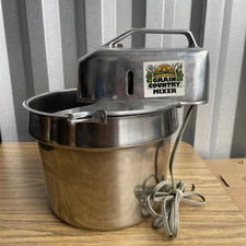 Vintage Grain Country Mixer Stainless Steel Dough Mixer W/Bowl, Dough Hook