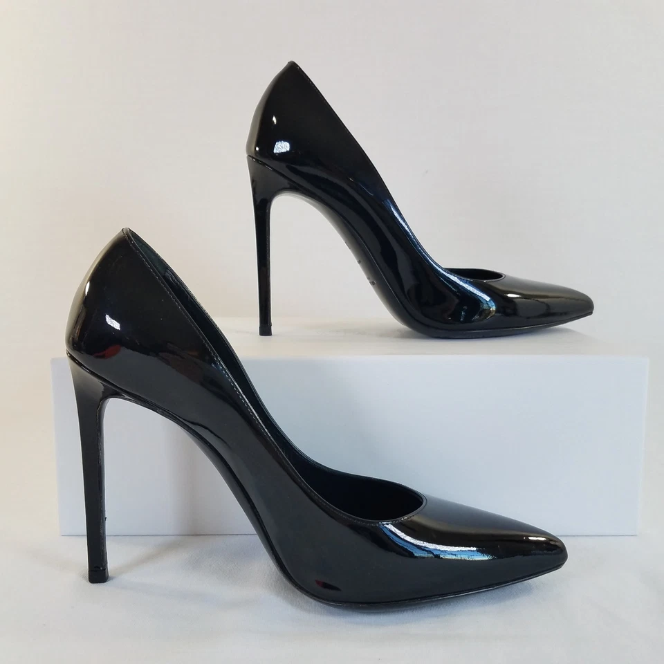 Saint Laurent Black Patent Leather Heels SIZE 36 Dust Bag Pumps 4" Zoe 85 ? - Image 3 of 4