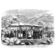 HAWAII King of Sandwich Isles King laying First Stone of Honolulu Cathedral 1867