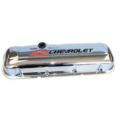 Proform Valve Covers 141-812; GM Performance Bowtie Chrome Steel, Short for BBC