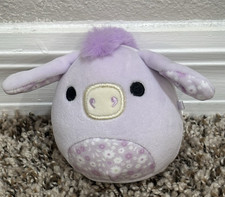 JAZWARES KELLYTOY SQUISHMALLOWS EASTER SQUAD 4" DELZI PURPLE DONKEY PLUSH