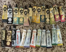 Lot of 25 vintage TRI-CHEM Liquid Embroidery Fabric Paint Tubes / AS-IS