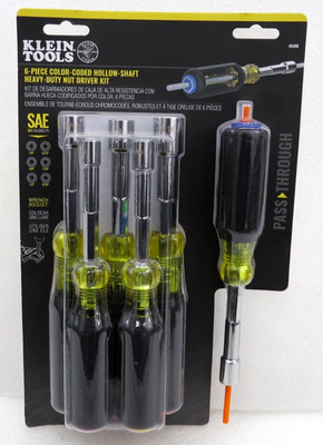 Klein Tools 65456 6 Pc. Color Coded Hollow Shaft Heavy Duty Nut Driver Kit SAE