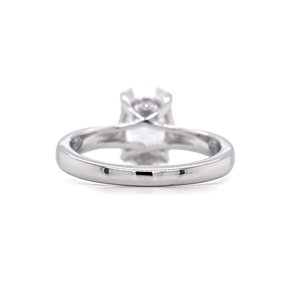 Platinum Plated Sterling Silver Solitaire Oval Ring With 3 CTW Zirconia - Size 6 - Image 3 of 3
