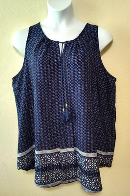 TIME TO BLOOM Sleeveless Tunic Blouse Multicolor Tassels Womens Size 3X Boho