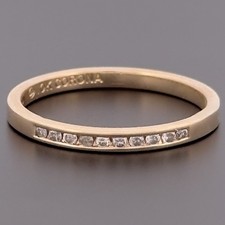 9ct Yellow Gold 0.10ct Diamond Eternity 2.5mm Band Ring Size N Hallmarked