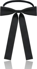 Western Bow Ties for Men/Women, Black/Red Colonel Satin Ribbon String Bow Tie