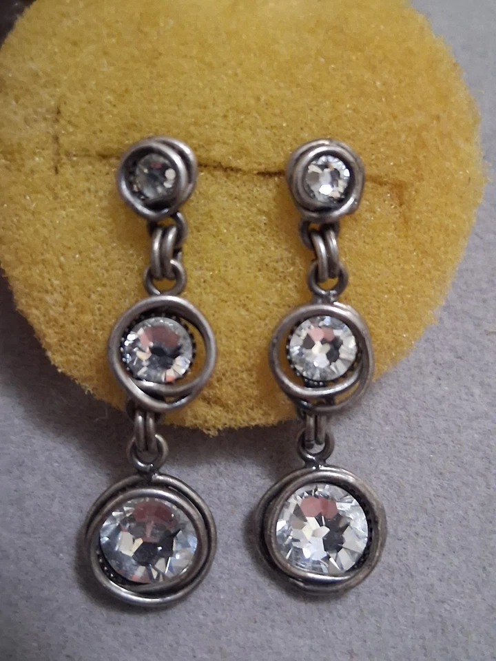 Brincos pendurados de cristal em camadas de prata Konplott, design graduado, feitos à mão - Imagem 3 de 4