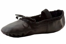 Dance Class Little Girl's Black Soft Leather Ballet Slip On Dancing Shoes Sz. 11