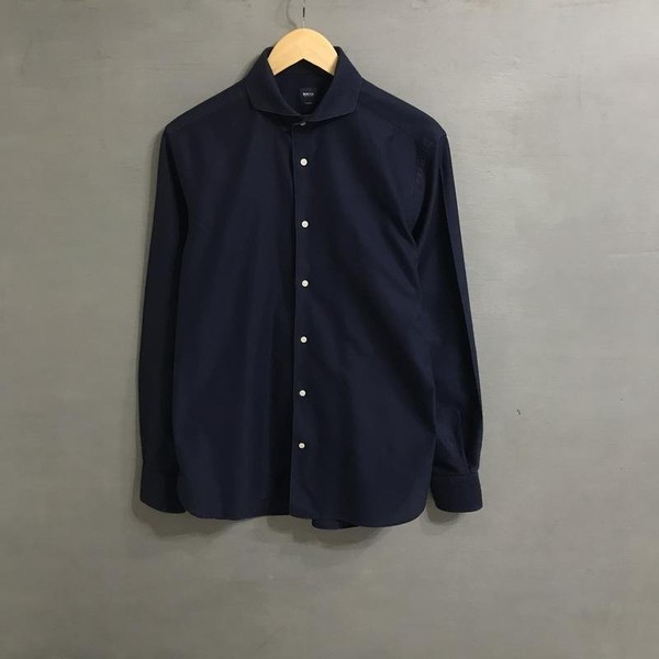 Men Boggi Milano Shirt Navy Cotton XL
