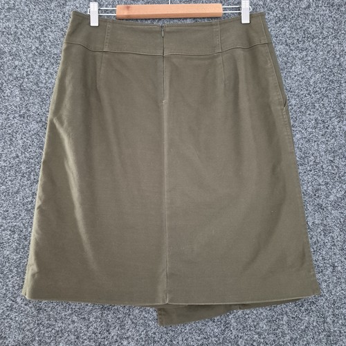 Jacqui E Skirt Womens Size 12 Khaki Green Pencil Knee Length Stretch Lined - Picture 2 of 7