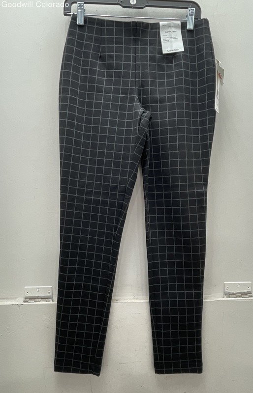 Calvin Klein Mens Black Check Flat Front Stretch Pockets Ankle Pants Size 6