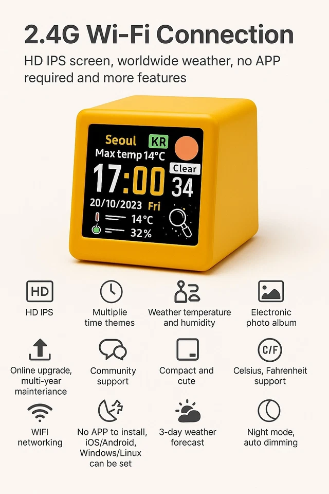 WiFi desktop animation weather clock gift creative ornament - Image 4 of 4