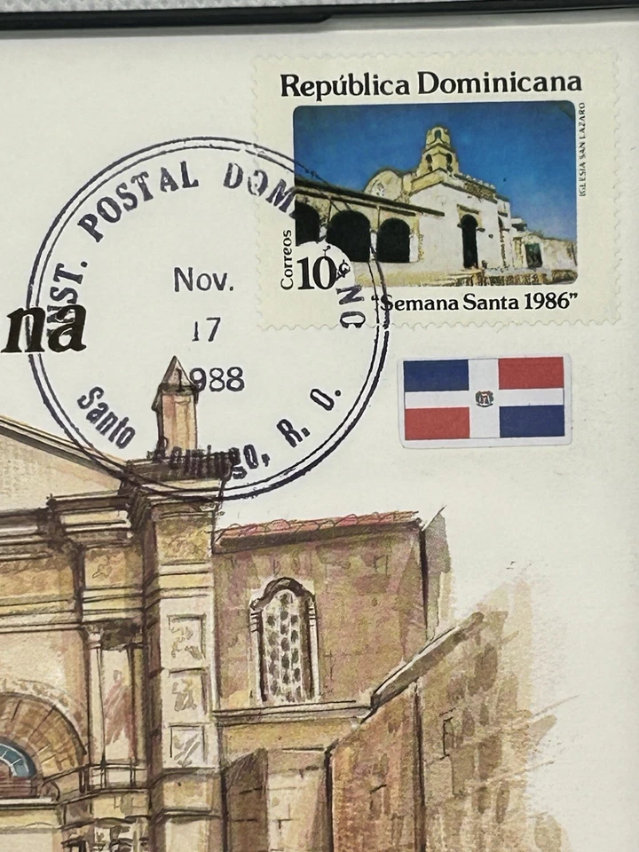 1986 Dominican 🇩🇴Republic Postal Envelope With Coin And Stamp In Frame!💯✨ - Image 3 of 4