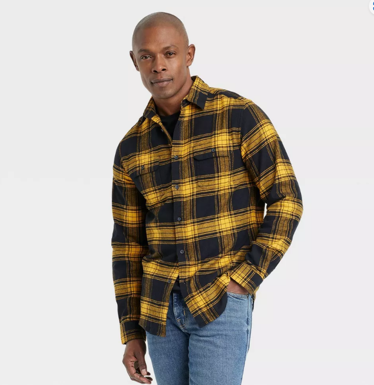 Flannel Mustard Yellow Shirt With Black Jeans Men's Midweight