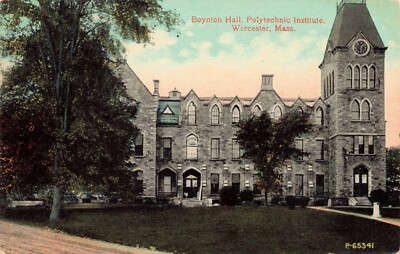 Vintage Boynton Hall Polytechnic Institute Worcester Massachusetts Postcard