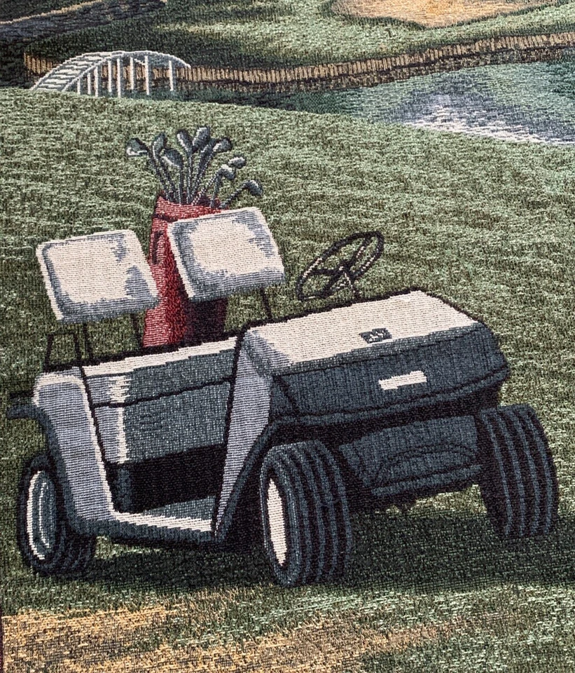 "Carrito de golf Tapiz tejido tiro tartán flecos Club Masters PGA Man Cave 65""x48""" Foto 4 de 4