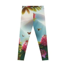Stretchy Leggings (AOP) - Mountain Laurel Print