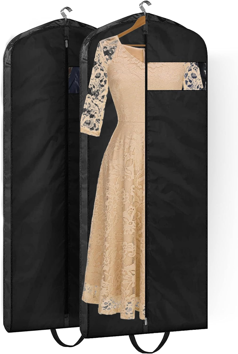 Garment Bag for Travel Set of 2, 65" Long Dress Bags for Hanging
