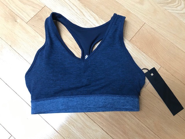 $42 Kyodan Women's Blue Grey Padded Athletic Sports Bra Petite