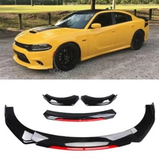 For Dodge Charger Daytona SRT Black Red Front Bumper Spoiler Lip Splitter Kit