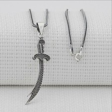 925 Sterling Silver Hazrat Ali RA Zulfiqar Sword Men's Necklace