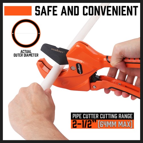 64mm Ratchet Pipe Duct Cutter Plastic PVC Tube Cutting Deburring Tool 2 - 1/2" - Picture 5 of 10