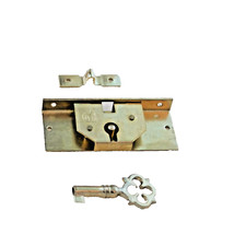 Schatullenschloß, Dornmaß 12 mm, Oberfläche Messing poliert.