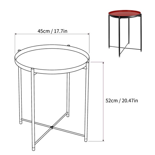HOMRITAR Round Metal Side End Table Living Room With Shelf Bedside Nights - Picture 19 of 28