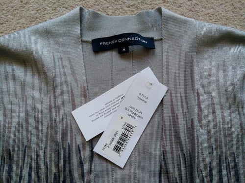 French Connection silver grey viscose dégradé cover up occasion cardigan BNWT M - Picture 2 of 5