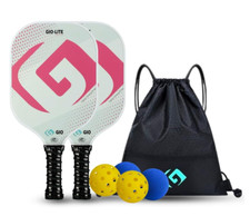Carbon Fiber Pickleball Paddle Set - 2x Paddles - 4 Balls - Carrying Bag L K