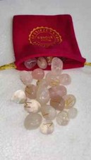 Rose Quartz Rune Stone Set 25 pieces With Velvet Storage Pouch Home D cor Use