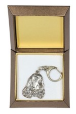 Cocker Spaniel - silver plated keyring with image of a dog, in box, Art Dog USA