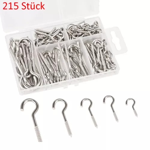 215tlg Schraubhaken Hakenschraube Stahl verzinkt halbrund Schraube Haken gebogen - Bild 1 von 9