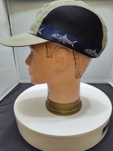 Columbia Sportswear 5 Panel Mesh Sides Fish Pattern Green Athletic Hat Cap - Picture 4 of 15