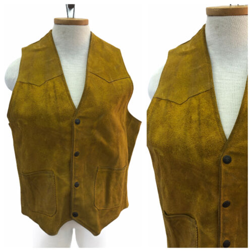 Gilet western vintage vintage années 1950 RARE Levi's Big E cuir cache daim - Photo 1/5