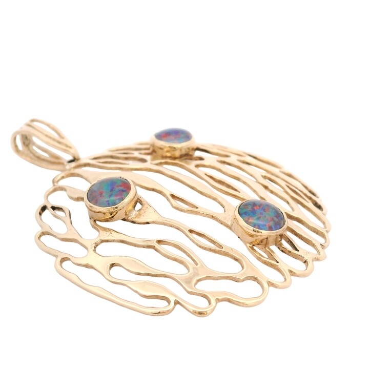 Large Solid 9ct Yellow Gold Opal Doublet Pendant - image 4