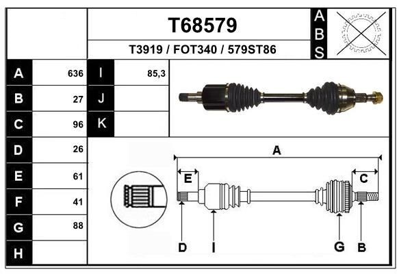 Eje de transmisión eje articulado para FORD C-Max II (Grand) Focus III MT AT delantero izquierdo