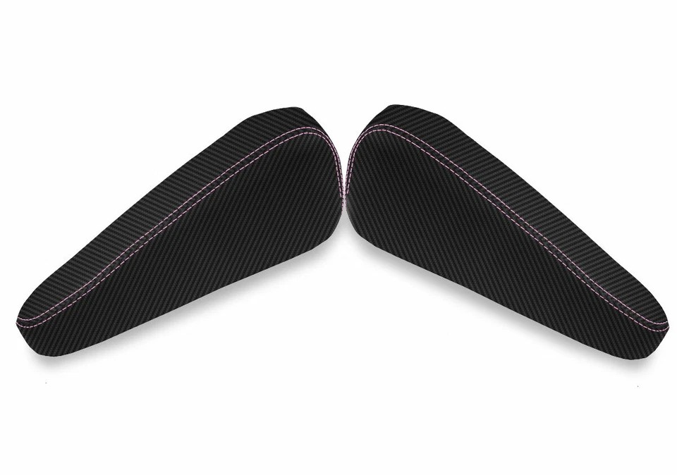 Cubierta de reposabrazos de asiento de fibra de carbono para Chevrolet Astro 1995-2005 puntada rosa Foto 4 de 4