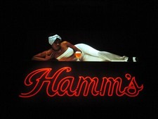 NEW CUSTOM VTG HAMMS BEER  BLACK BEAR IN MOTI...